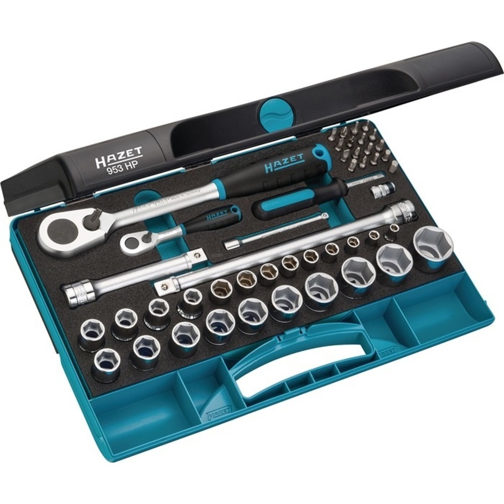 Produktabbildung: HAZET® Steckschlüsselsatz 953 HP, 44-teilig 1/4 + 1/2 Zoll, Schlüsselweiten 5-27 mm