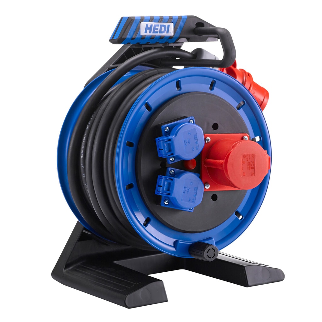 HEDI Kabeltrommel Generation 7 Companion, H07RN-F 5G2,5, IP54, 20 m, 1x CEE- u. 2x Schuko-Steckdose Produktabbildung: HEDI Kabeltrommel Generation 7 Companion, H07RN-F 5G2,5, IP54, 20 m, 1x CEE- u. 2x Schuko-Steckdose