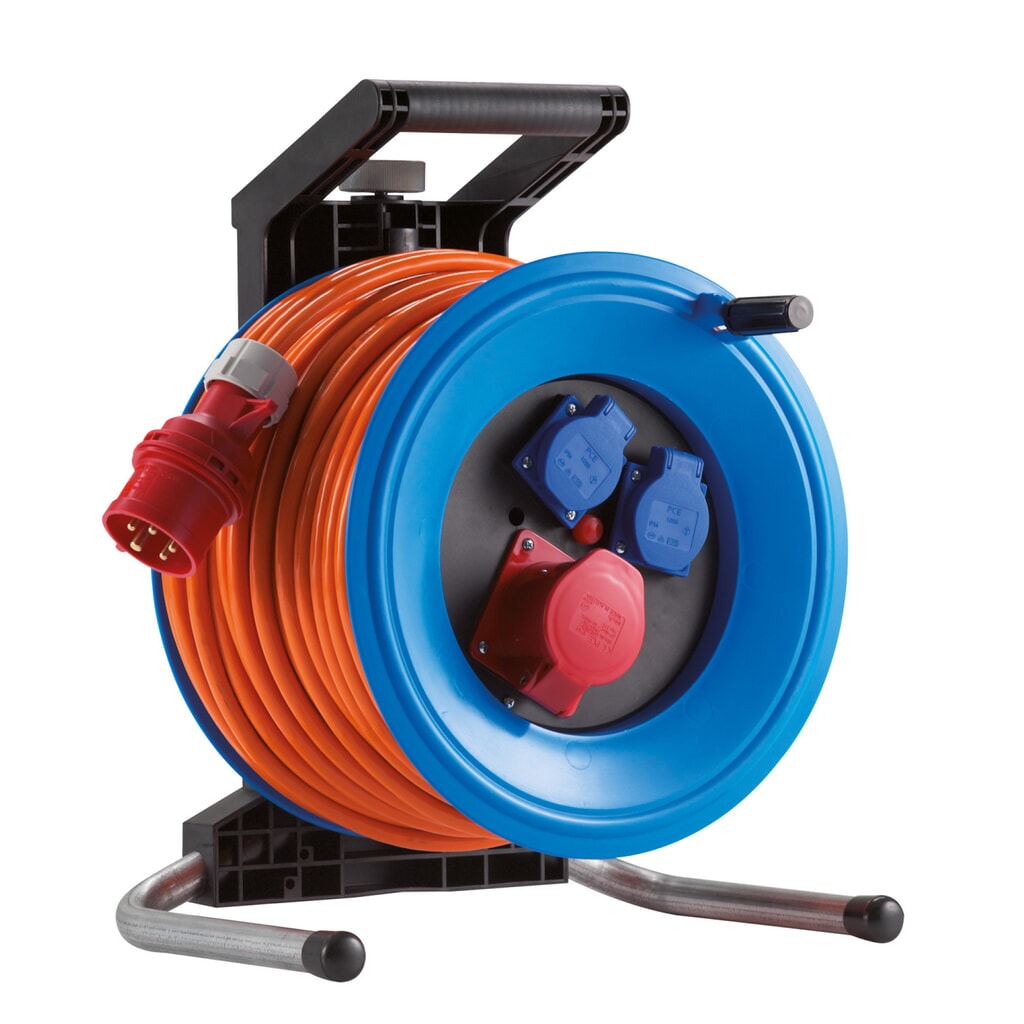 Produktabbildung: HEDI Kabeltrommel Professional Plus 320, H07BQ-F 5G4,0, IP44, 25 m, 1x CEE- u. 2x Schuko-Steckdose