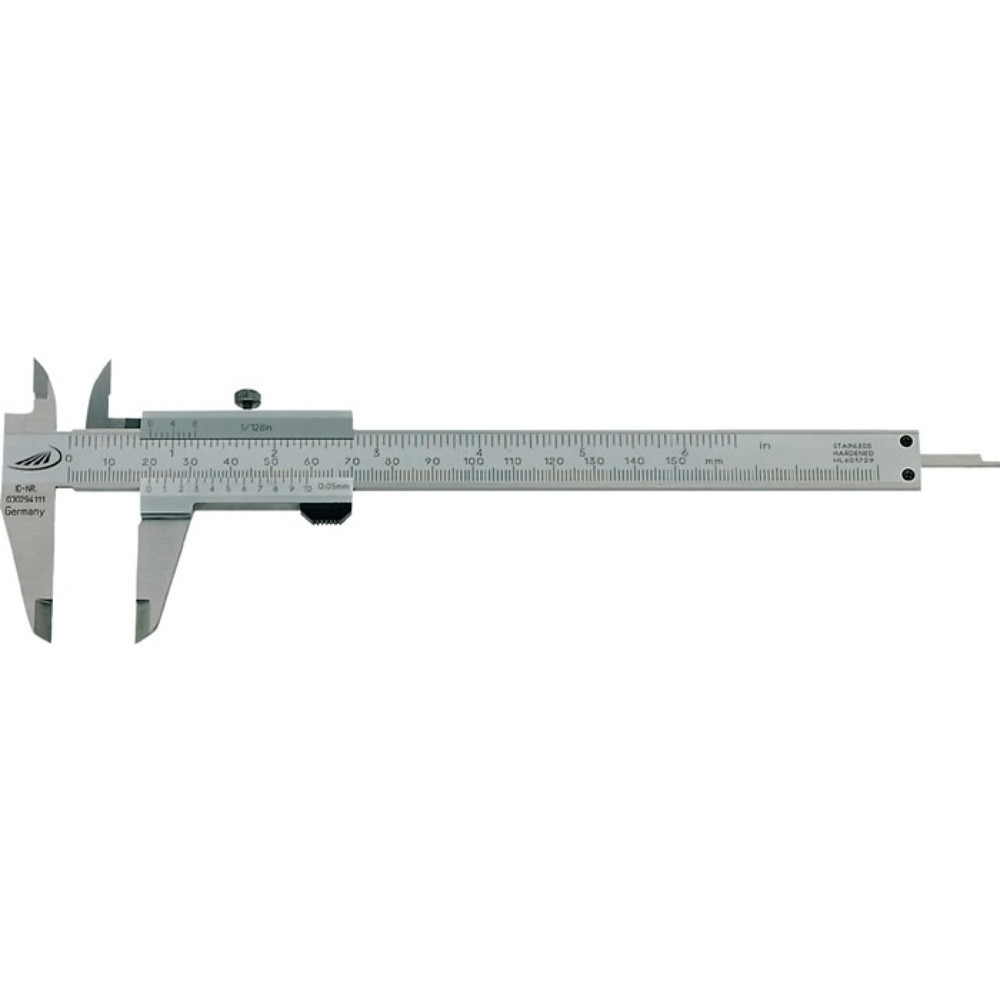 Produktabbildung: HELIOS PREISSER Taschenmessschieber DIN 862, mit Feststellschraube, 150 mm, eckig