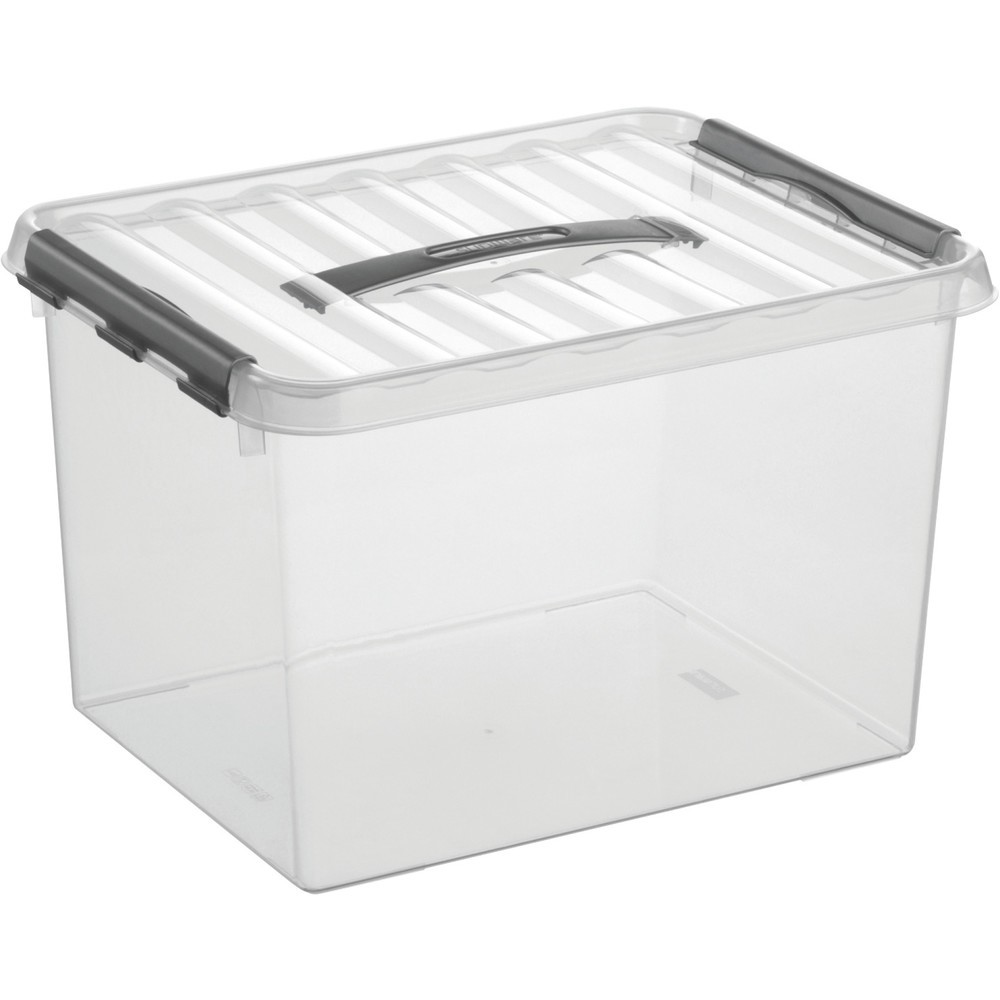 Produktabbildung Nr. 1: helit Aufbewahrungsbox "the q-line", mit Deckel u. Tragegriff, 22 Liter, transparent