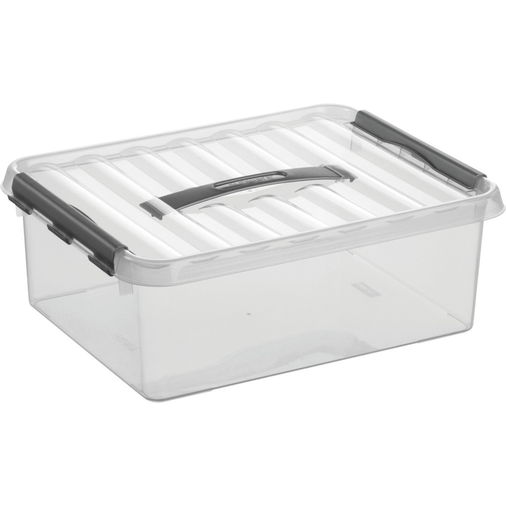 Produktabbildung: helit Aufbewahrungsbox "the q-line", mit Deckel u. Tragegriff, 12 Liter, transparent