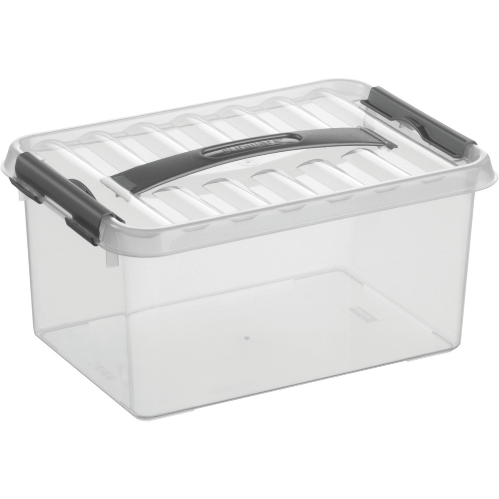 Produktabbildung: helit Aufbewahrungsbox "the q-line", mit Deckel u. Tragegriff, 6 Liter, transparent