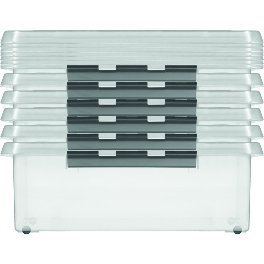 Produktabbildung Nr. 3: helit Aufbewahrungsbox "the q-line", mit Deckel, 360° schwenkbare Rollen, 60 Liter, transparent
