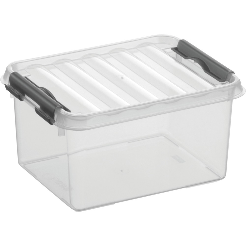 Produktabbildung: helit Aufbewahrungsbox "the q-line", mit Deckel, 2 Liter, transparent