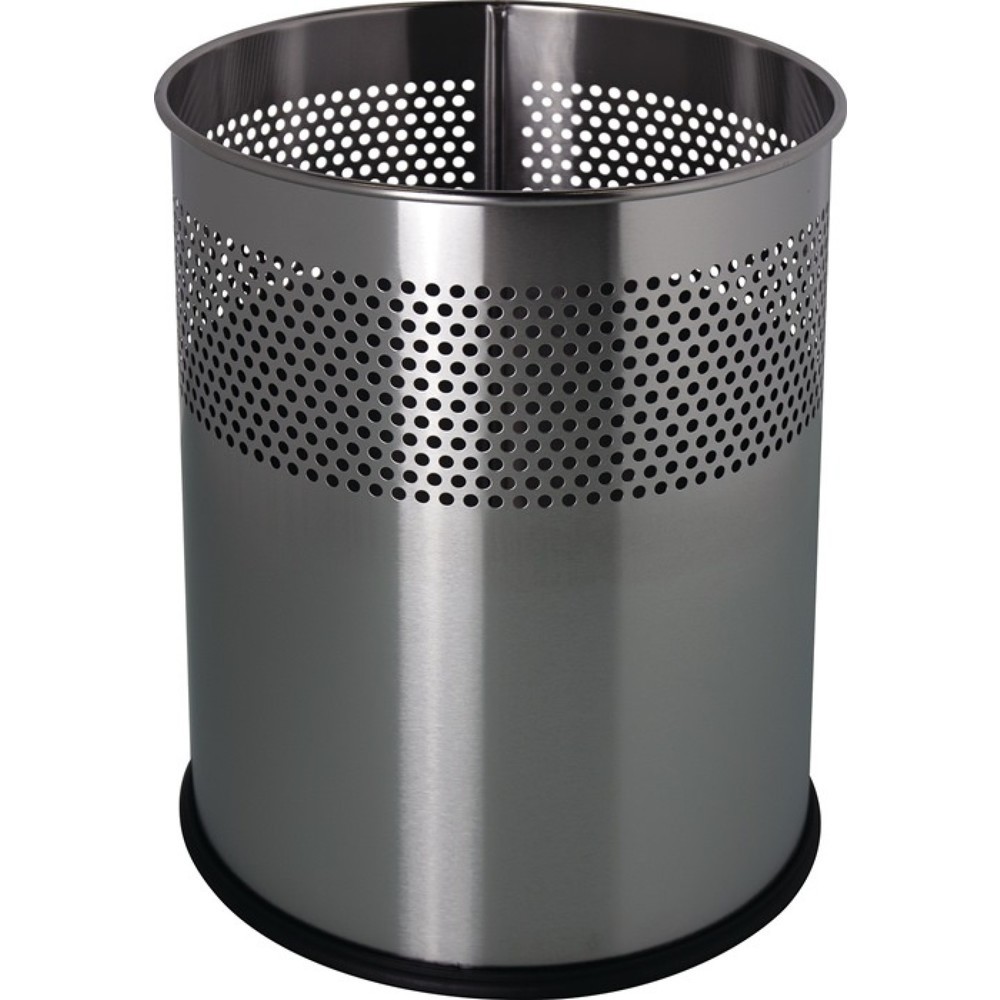 Produktabbildung: helit Papierkorb, Edelstahl, 15 l H321xØ255 mm rund, silber