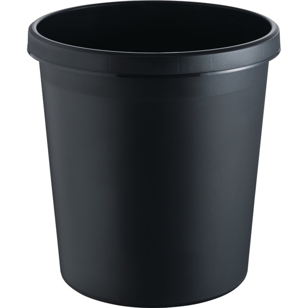 helit Papierkorb, Kunststoff, 18 l H331xØ315 mm mit Griffrand, schwarz Produktabbildung Nr. 1: helit Papierkorb, Kunststoff, 18 l H331xØ315 mm mit Griffrand, schwarz