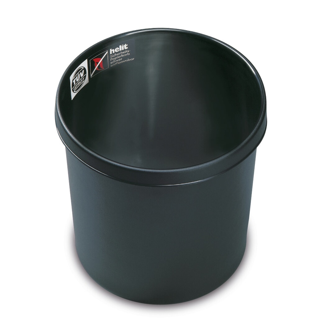 helit Papierkorb, schwer entflammbar, 12 Liter, PP Produktabbildung: helit Papierkorb, schwer entflammbar, 12 Liter, PP