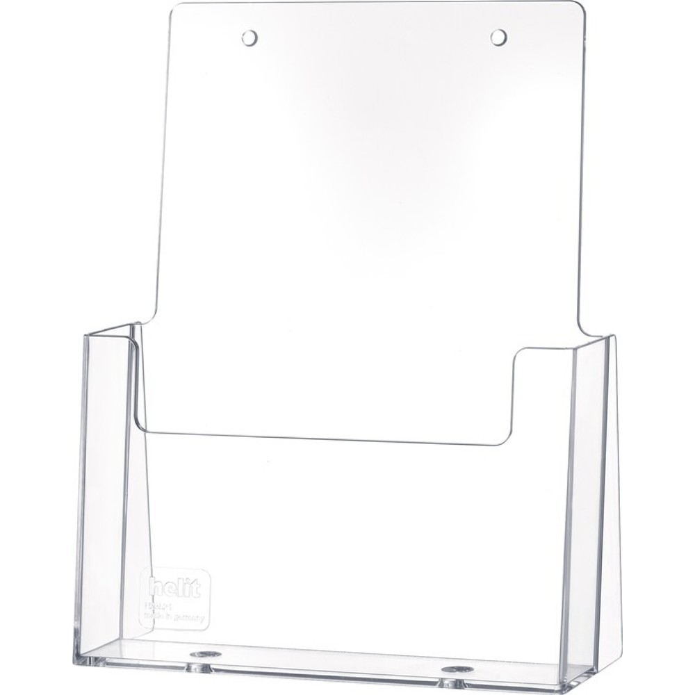 Produktabbildung: helit Tischprospekthalter, Kunststoff transparent, DIN A5 hoch, freistehend