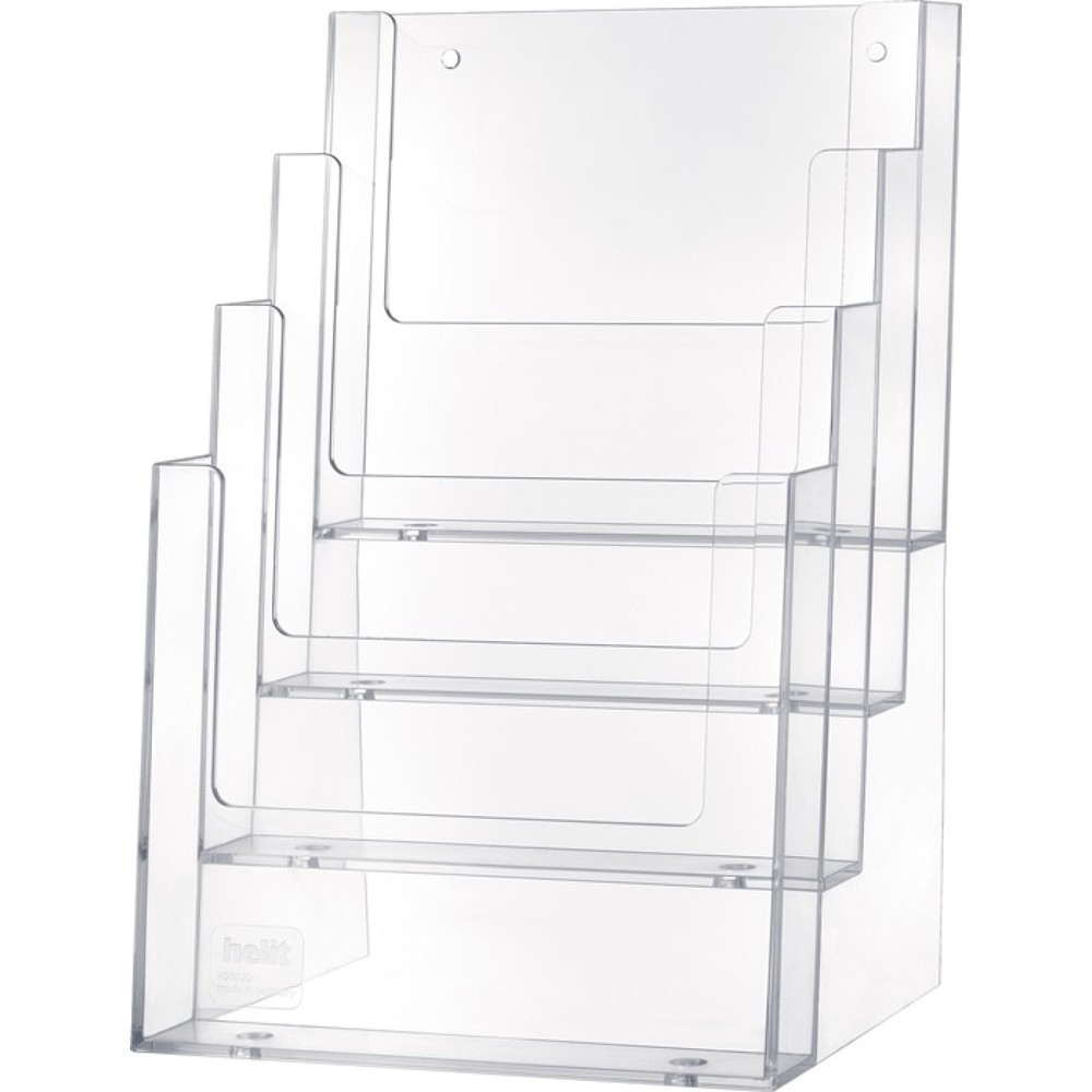 Produktabbildung: helit Tischprospekthalter, Kunststoff transparent, 4 x DIN A5 hoch, freistehend