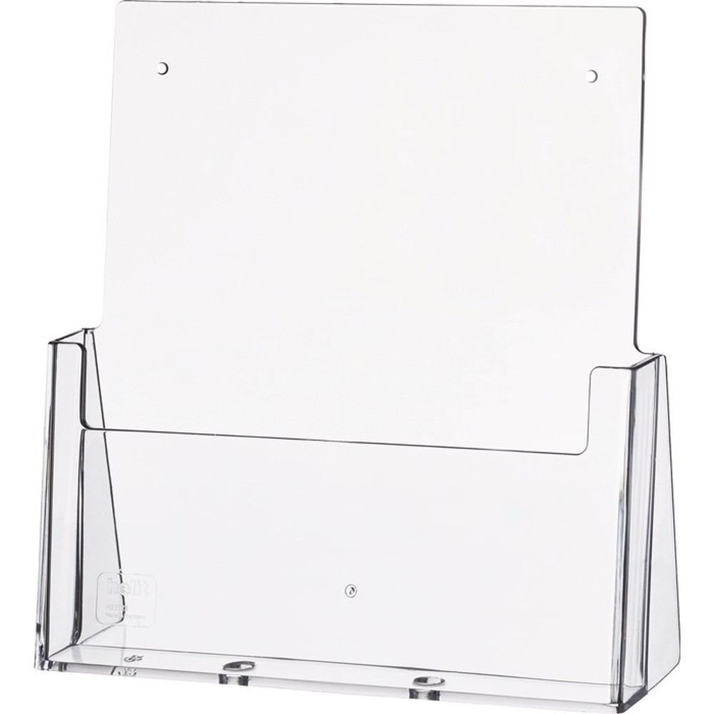 Produktabbildung: helit Tischprospekthalter, Kunststoff transparent, DIN A4 hoch, freistehend
