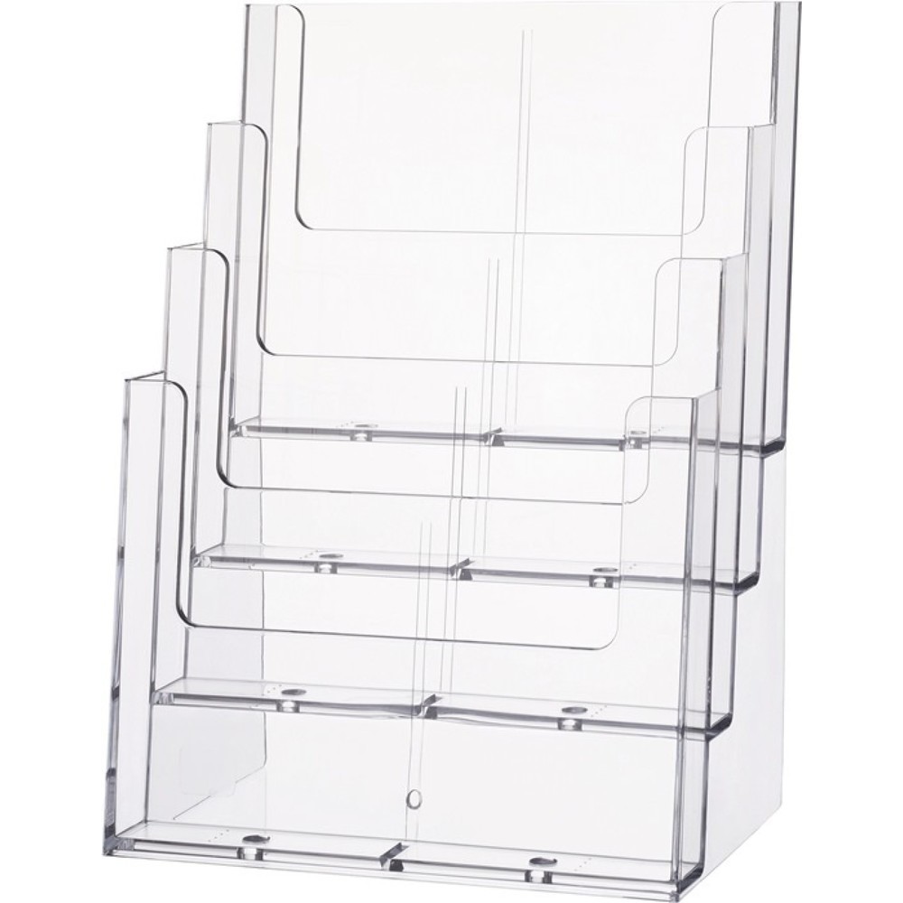 Produktabbildung: helit Tischprospekthalter, Kunststoff transparent, 4 x DIN A4 hoch, freistehend
