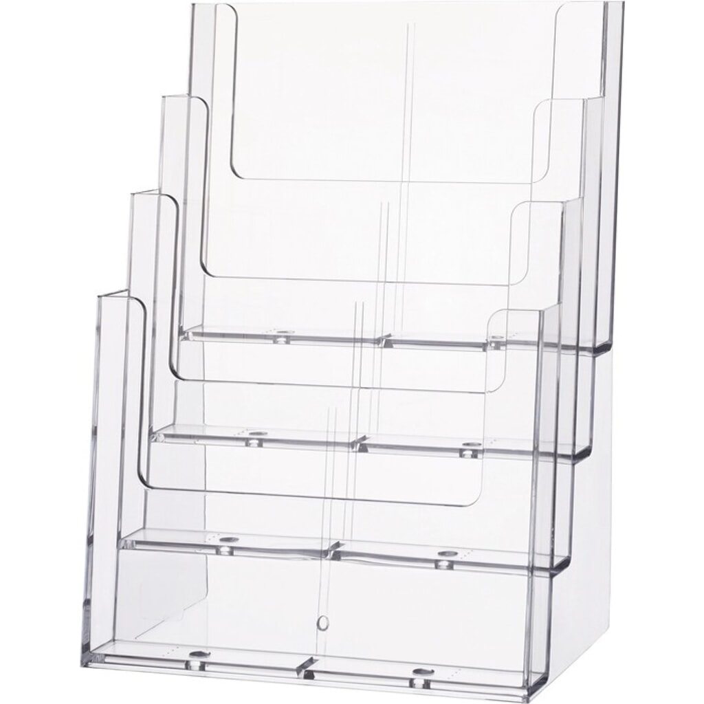 Produktabbildung: helit Tischprospekthalter, Kunststoff transparent, 4 x DIN A4 hoch, freistehend