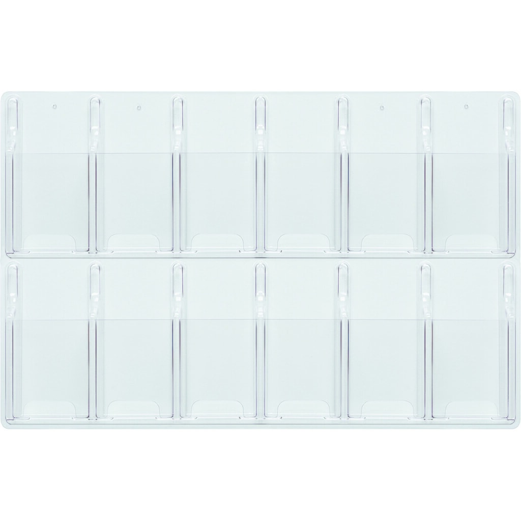 Produktabbildung: helit Wanddisplay "the clearly" 12 x 1/3 DIN A4 hoch - glasklar