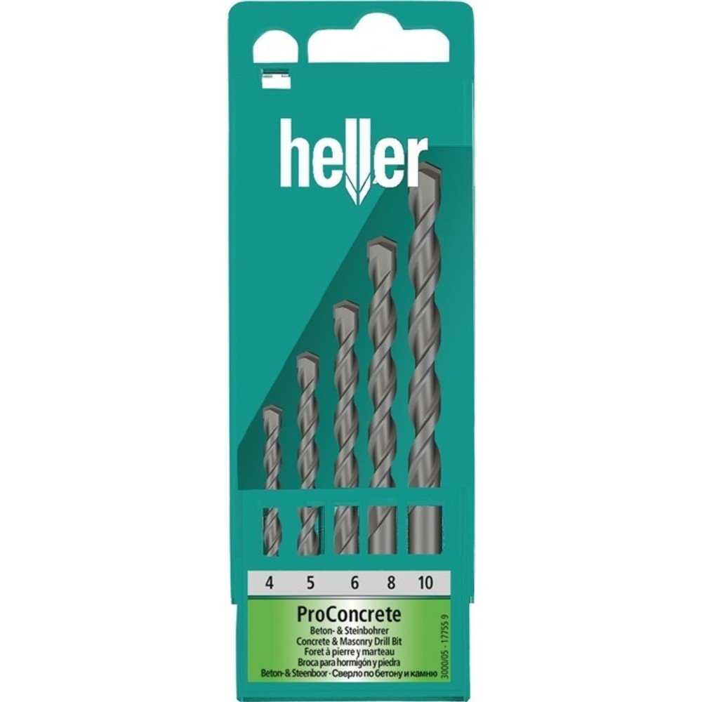 Produktabbildung: HELLER Beton-/Steinbohrersatz ISO5468 5-tlg.D.4/5/6/8/10mm