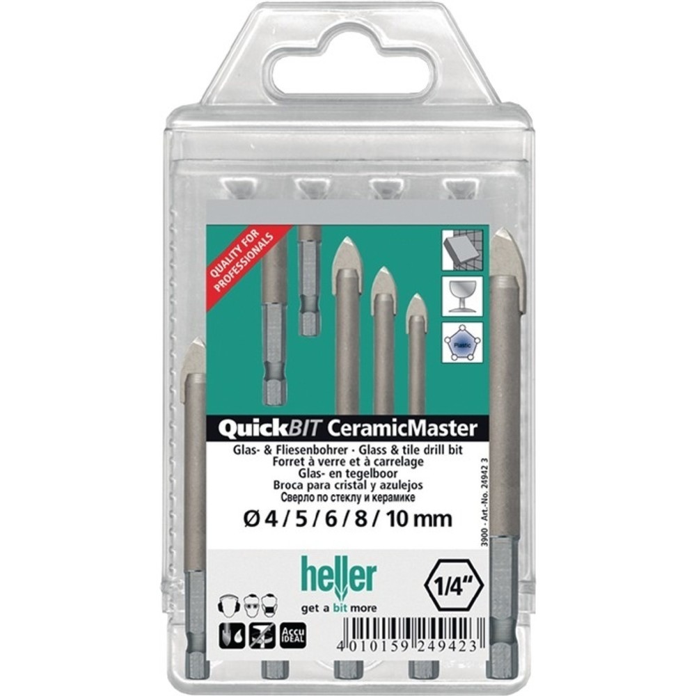 Produktabbildung: HELLER Bohrersatz QuickBit® Ceramik Master 5-tlg.D.4,5,6,8,10mm Schaft 6 kant