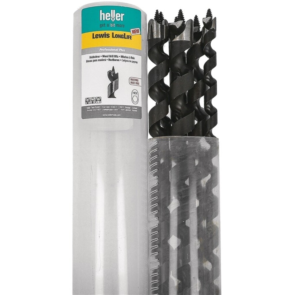 HELLER Schlangenbohrersatz 0386 6-tlg.L.450mm 12-22mm Drehbox Produktabbildung: HELLER Schlangenbohrersatz 0386 6-tlg.L.450mm 12-22mm Drehbox