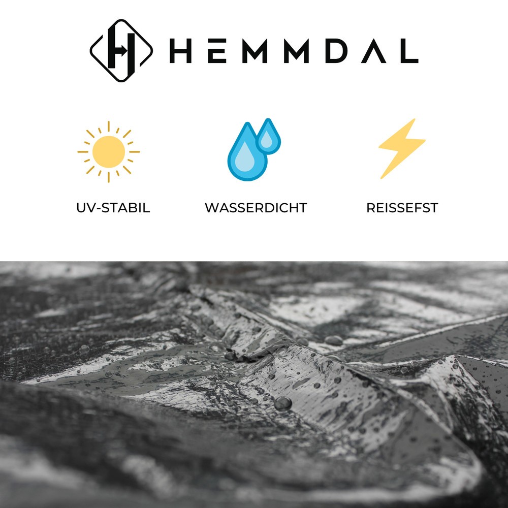 Produktabbildung Nr. 3: HEMMDAL Abdeckplane, anthrazit – 3 x 4 m – wasserdichte Plane aus PP/PE