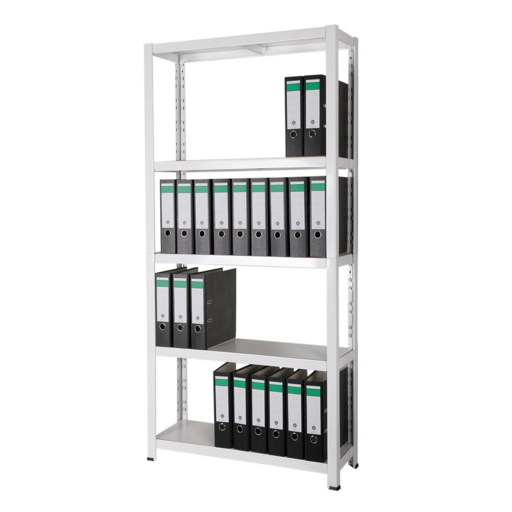 Produktabbildung Nr. 2: HEMMDAL Aktenregal, Stecksystem, HxBxT 1.800 x 900 x 300 mm, 5 HDF-Böden, Fachlast 150 kg, max. 55 Ordner, weiß