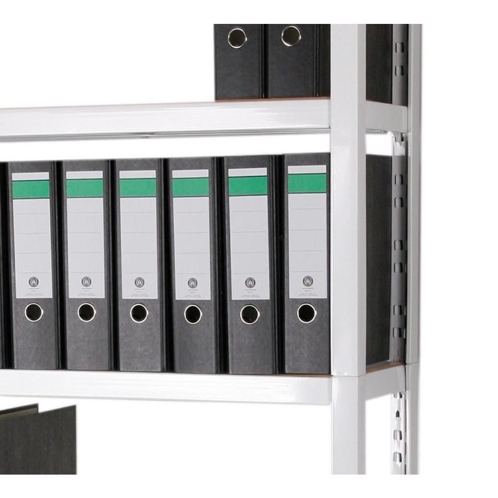 Produktabbildung Nr. 4: HEMMDAL Aktenregal, Stecksystem, HxBxT 1.800 x 900 x 300 mm, 5 HDF-Böden, Fachlast 150 kg, max. 55 Ordner, weiß