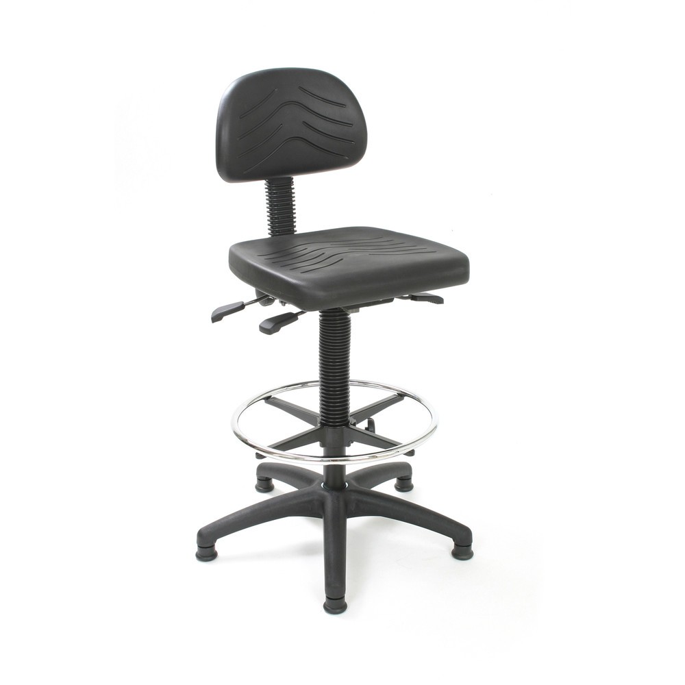 Produktabbildung Nr. 1: HEMMDAL Arbeitsdrehstuhl Easy Polyurethan, Sitzhöhe 510-710 mm, Kunststoffbasis, Bodengleiter, Fußring