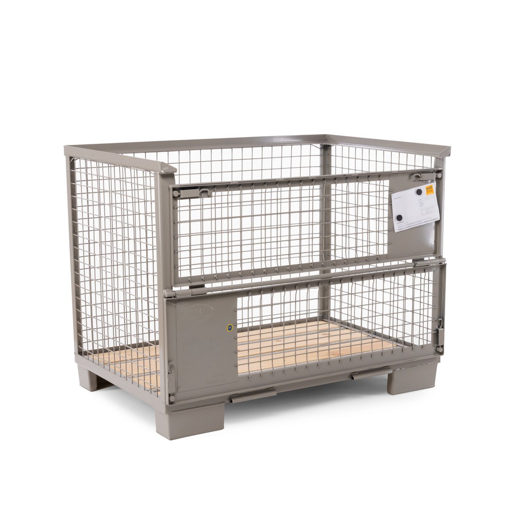 Produktabbildung Nr. 5: HEMMDAL Euro-Gitterbox mit Doppelvorderwandklappe, HxBxT 970 x 1.240 x 835 mm, steingrau