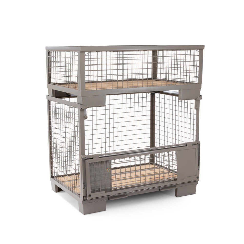 Produktabbildung Nr. 8: HEMMDAL Euro-Gitterbox mit Doppelvorderwandklappe, HxBxT 970 x 1.240 x 835 mm, steingrau