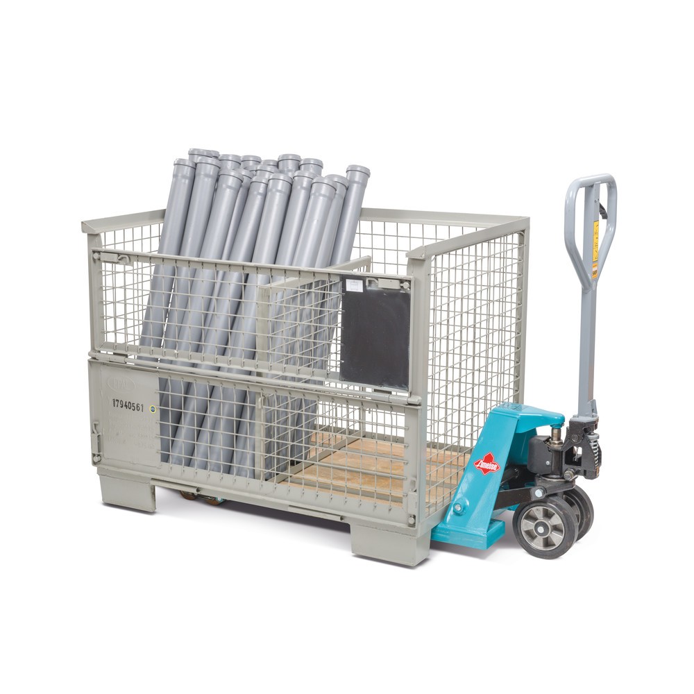 Produktabbildung Nr. 3: HEMMDAL Euro-Gitterbox mit Doppelvorderwandklappe, HxBxT 970 x 1.240 x 835 mm, steingrau