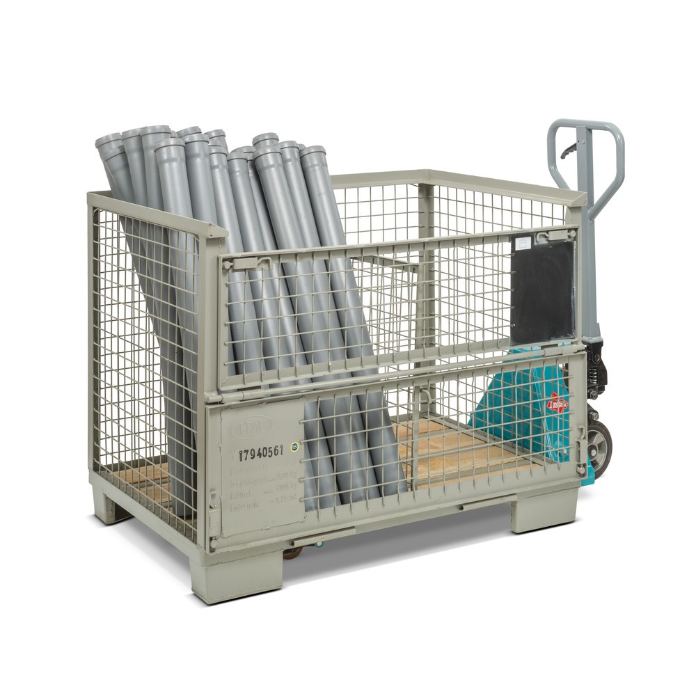 Produktabbildung Nr. 4: HEMMDAL Euro-Gitterbox mit Doppelvorderwandklappe, HxBxT 970 x 1.240 x 835 mm, steingrau