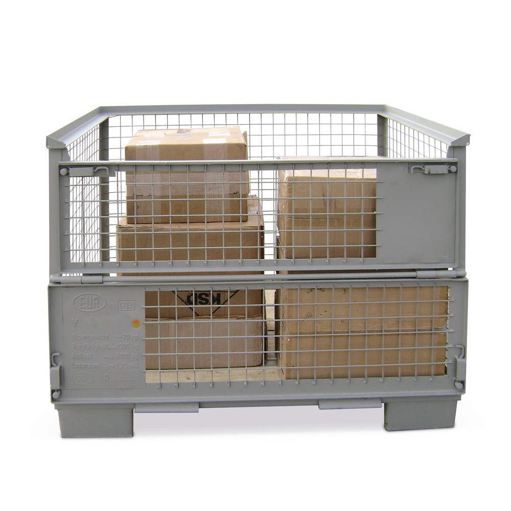 Produktabbildung Nr. 2: HEMMDAL Euro-Gitterbox mit Doppelvorderwandklappe, HxBxT 970 x 1.240 x 835 mm, steingrau