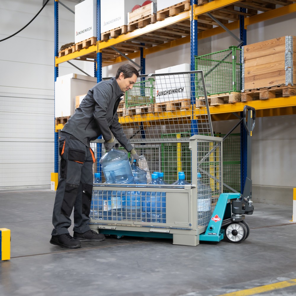 Produktabbildung Nr. 9: HEMMDAL Euro-Gitterbox mit halb abklappbarer Längswand und Deckel, HxBxT 970 x 1.240 x 835 mm, steingrau