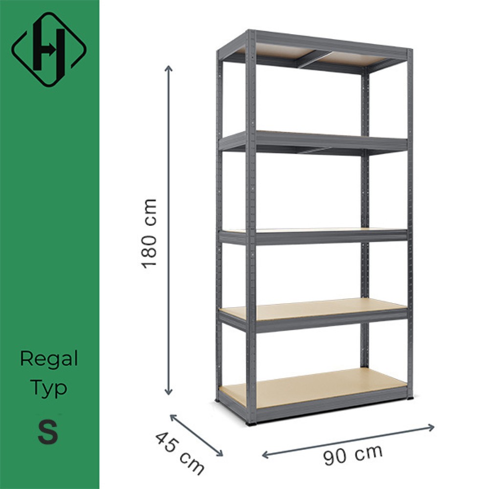 Produktabbildung Nr. 2: HEMMDAL Fachbodenregal Typ S graphitgrau, Fachlast 150 kg, HxBxT 1.800 x 900 x 450 mm