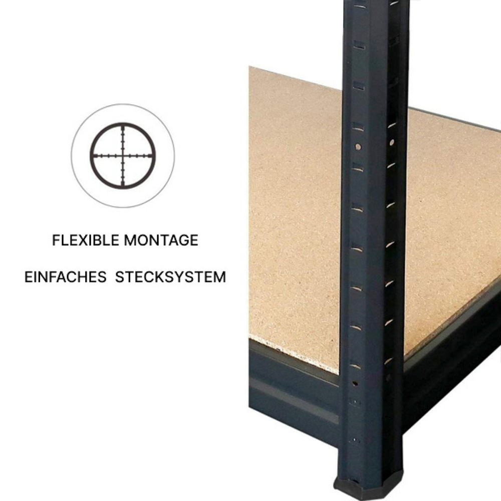 Produktabbildung Nr. 4: HEMMDAL Fachbodenregal Typ S schwarz, Fachlast 150 kg, HxBxT 1.800 x 900 x 450 mm