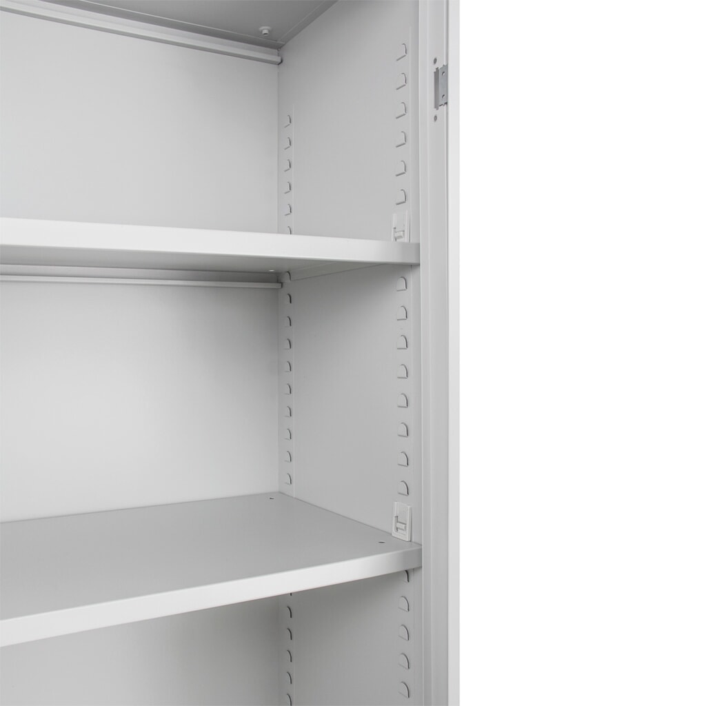 Produktabbildung Nr. 3: HEMMDAL Flügeltürschrank – 195 x 92 x 42 cm - Metallschrank in lichtgrau - 4 Fachböden höhenverstellbar