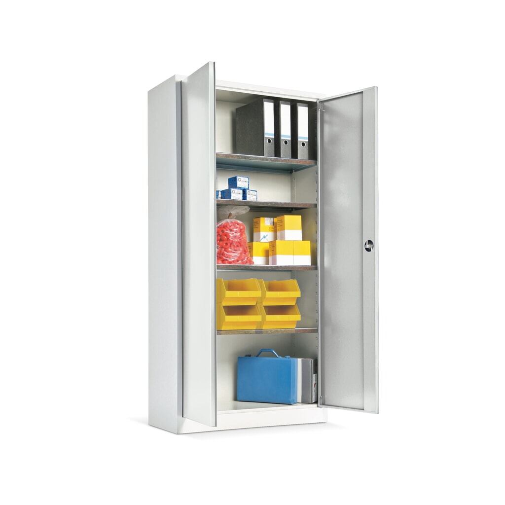 HEMMDAL Flügeltürschrank, Böden verzinkt, 2er Set, graue Türen Produktabbildung: HEMMDAL Flügeltürschrank, Böden verzinkt, 2er Set, graue Türen
