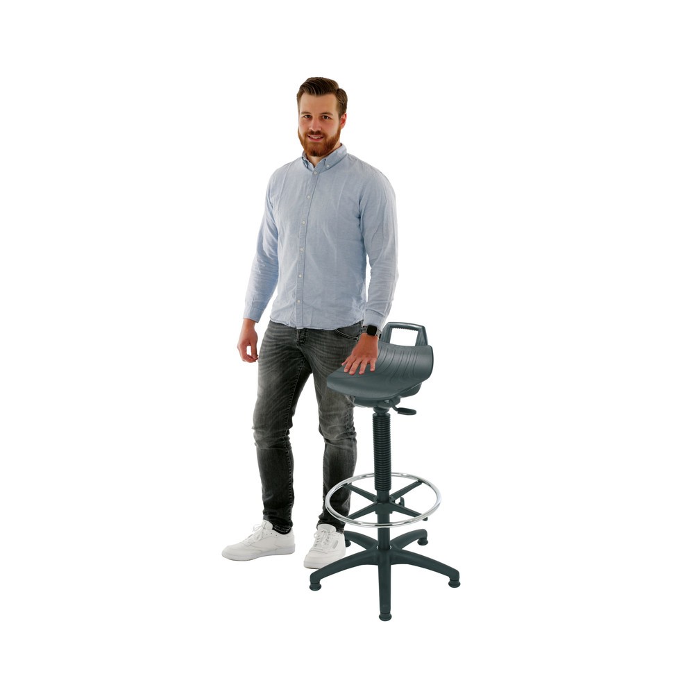 Produktabbildung Nr. 2: HEMMDAL Hocker Premium, PP-Sitz, Sitzhöhe 630-890 mm, Bodengleiter, Fußring