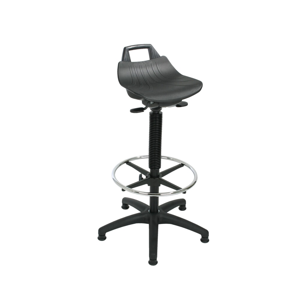 HEMMDAL Hocker Premium, PP-Sitz, Sitzhöhe 630-890 mm, Bodengleiter, Fußring Produktabbildung: HEMMDAL Hocker Premium, PP-Sitz, Sitzhöhe 630-890 mm, Bodengleiter, Fußring