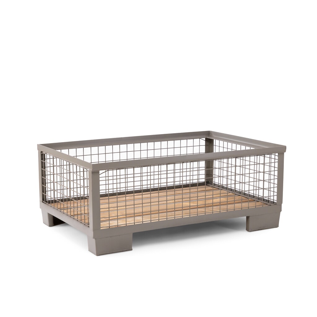 HEMMDAL Industrie-Gitterbox mit 4 festen Wänden, HxBxT 500 x 1.240 x 835 mm, steingrau Produktabbildung: HEMMDAL Industrie-Gitterbox mit 4 festen Wänden, HxBxT 500 x 1.240 x 835 mm, steingrau