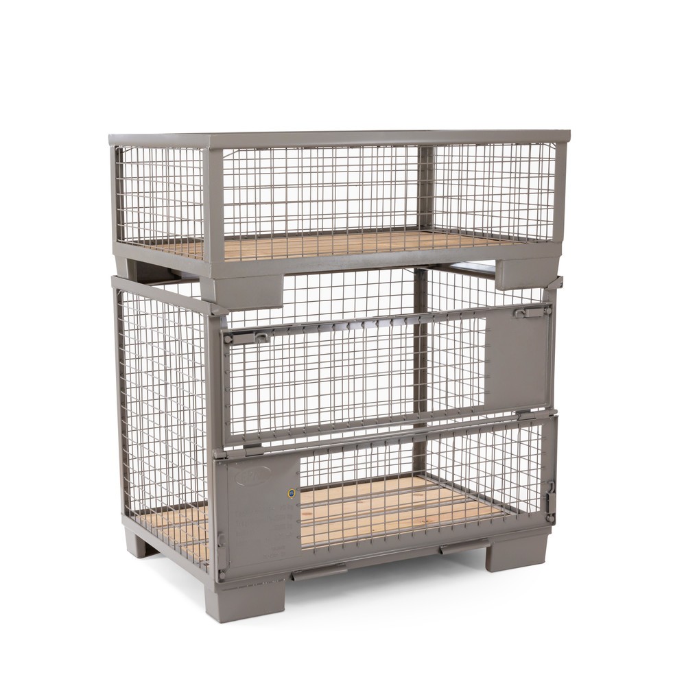 Produktabbildung Nr. 3: HEMMDAL Industrie-Gitterbox mit 4 festen Wänden, HxBxT 500 x 1.240 x 835 mm, steingrau
