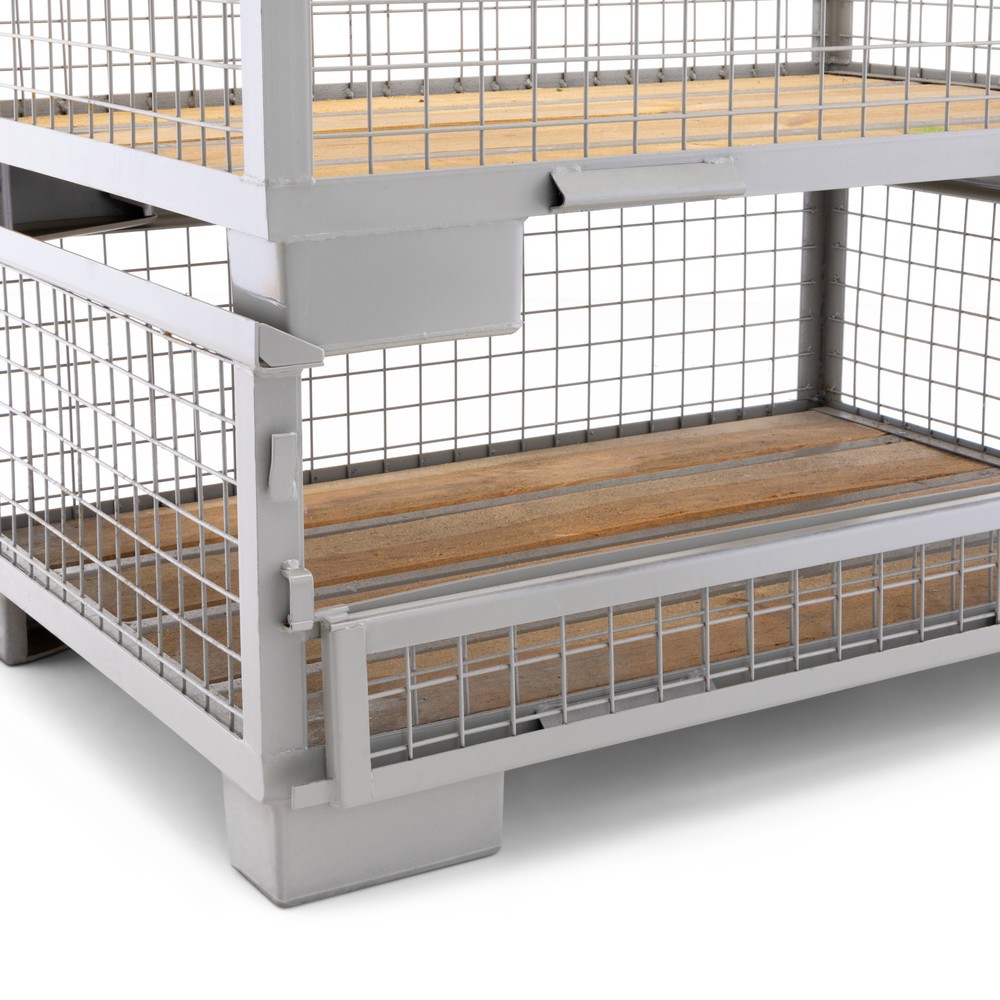 Produktabbildung Nr. 2: HEMMDAL Industrie-Gitterbox mit halb abklappbarer Längswand, HxBxT 500 x 1.240 x 835 mm, steingrau