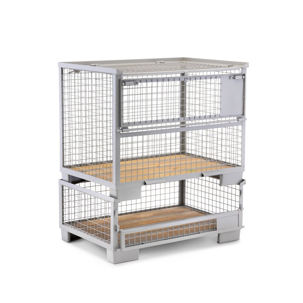 Produktabbildung Nr. 3: HEMMDAL Industrie-Gitterbox mit halb abklappbarer Längswand, HxBxT 500 x 1.240 x 835 mm, steingrau