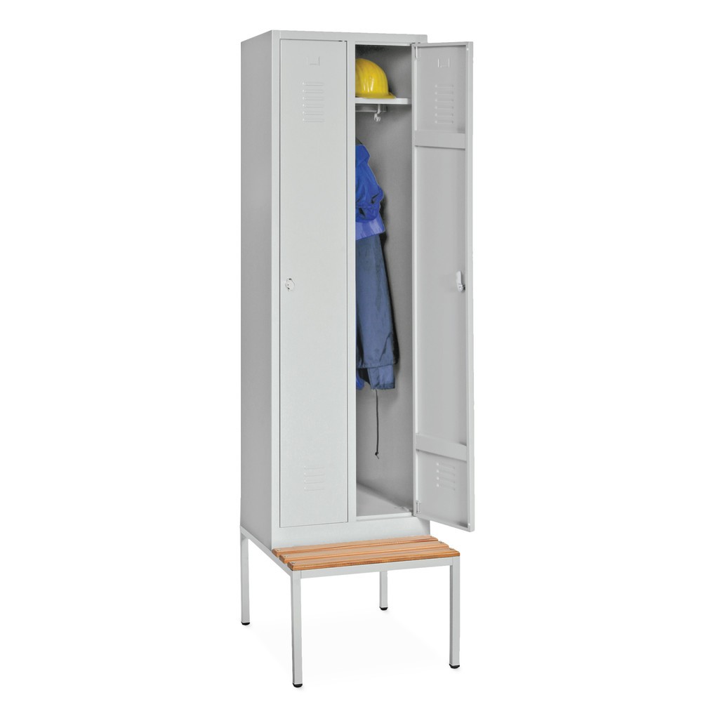 Produktabbildung: HEMMDAL Kleiderspind mit Sitzbank, Drehriegelverschluss, 2 Abteile à 300 mm