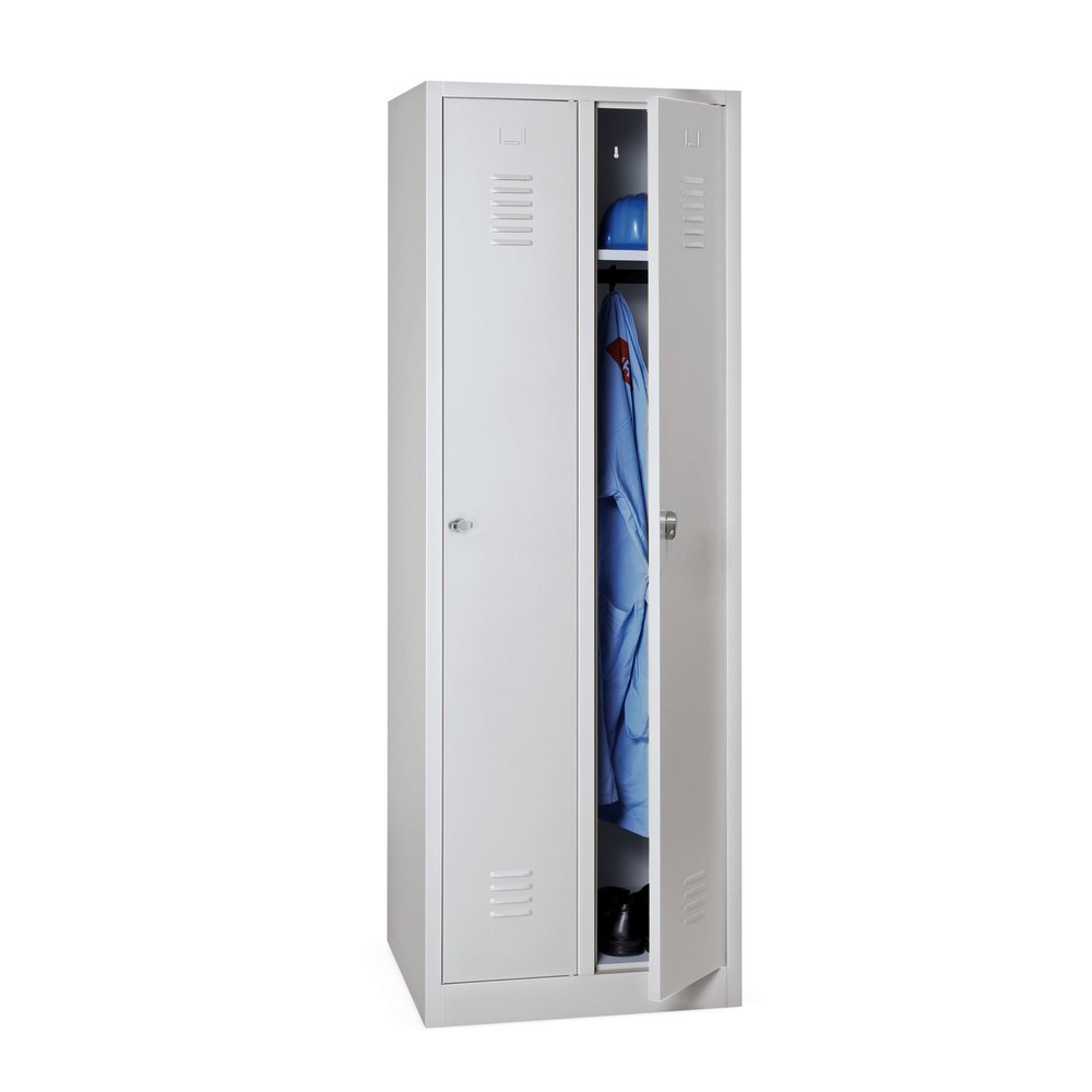 Produktabbildung: HEMMDAL Kleiderspind mit Sockel + Drehriegelverschluss, 2 Abteile, HxBxT 1.800 x 600 x 500 mm