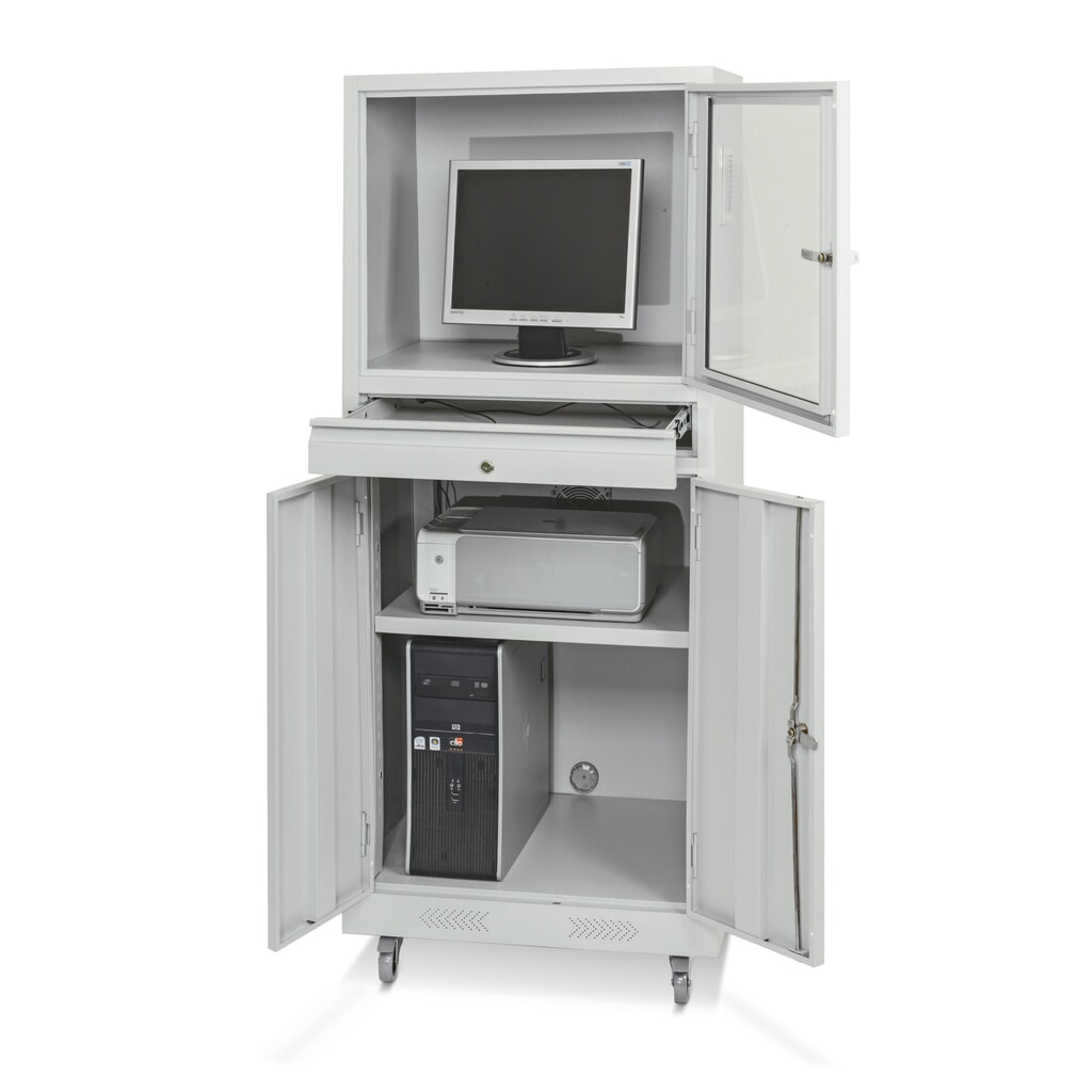 Produktabbildung: HEMMDAL Mobiler Computerschrank, HxBxT 1.700 x 680 x 600 mm