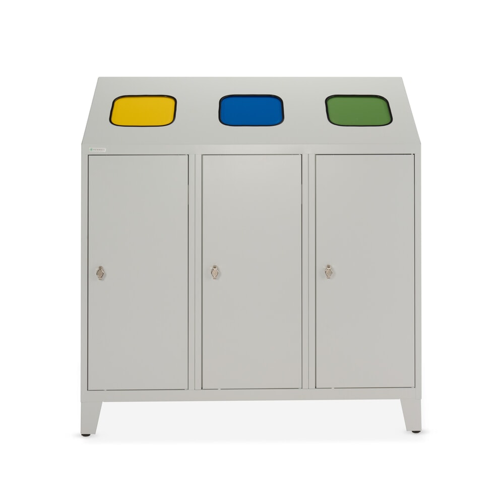 Produktabbildung Nr. 7: HEMMDAL Recycling-Abfallsammler Trio, mit 3 Innenbehältern, je 120 Liter