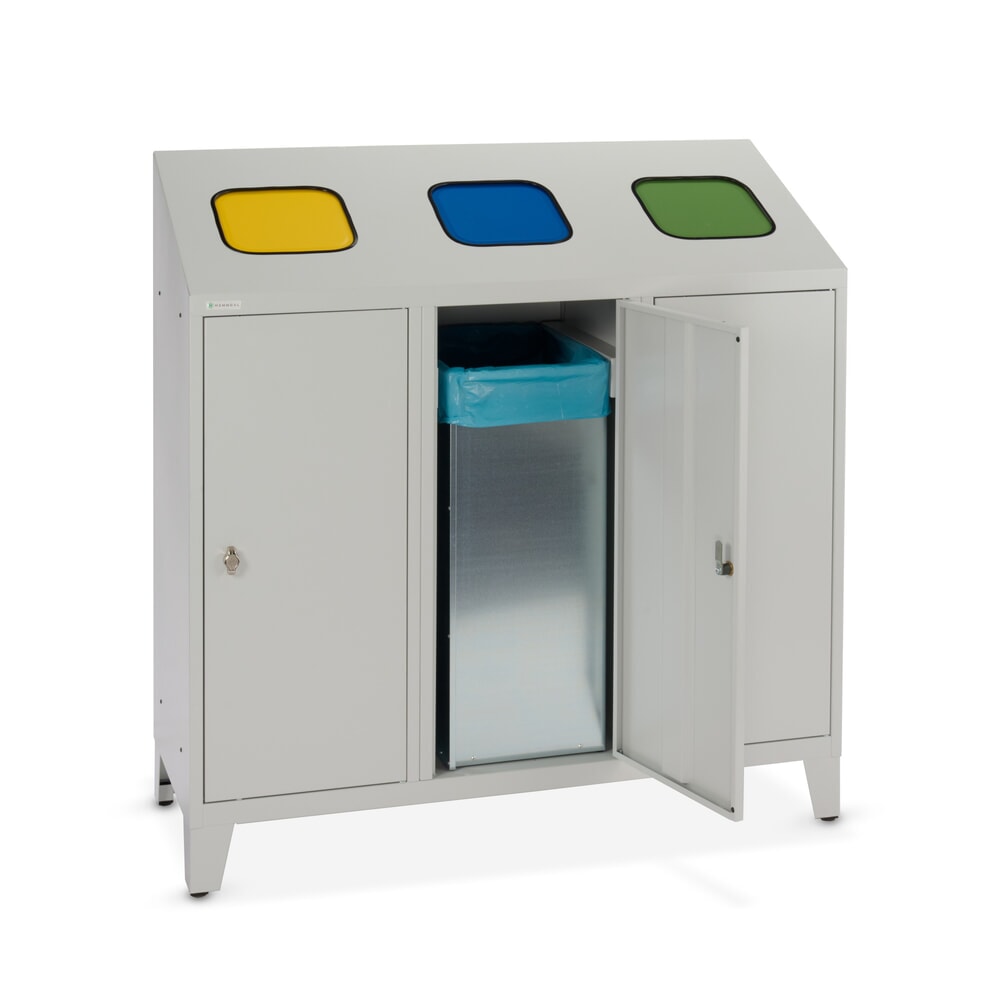 Produktabbildung Nr. 9: HEMMDAL Recycling-Abfallsammler Trio, mit 3 Innenbehältern, je 120 Liter