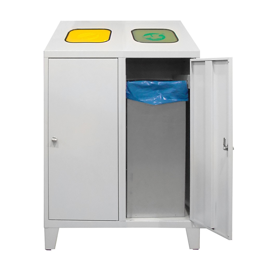 Produktabbildung Nr. 2: HEMMDAL Recycling-Abfallsammler Duo, mit 2 Innenbehältern, je 120 Liter