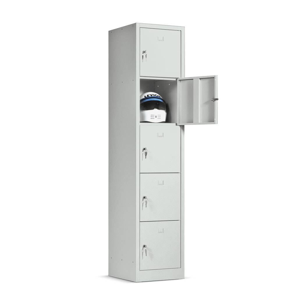HEMMDAL Schließfachschrank, 1 x 5 Fächer, HxBxT 1.900 x 410 x 450 mm Produktabbildung: HEMMDAL Schließfachschrank, 1 x 5 Fächer, HxBxT 1.900 x 410 x 450 mm