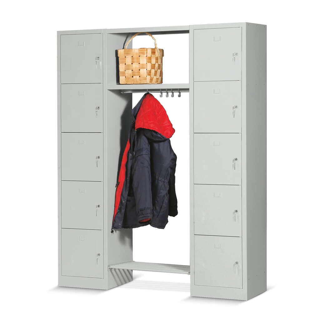 HEMMDAL Schließfachspind Komplett-Set, 10 Fächer, HxBxT 1.900 x 1.490 x 450 mm Produktabbildung: HEMMDAL Schließfachspind Komplett-Set, 10 Fächer, HxBxT 1.900 x 1.490 x 450 mm