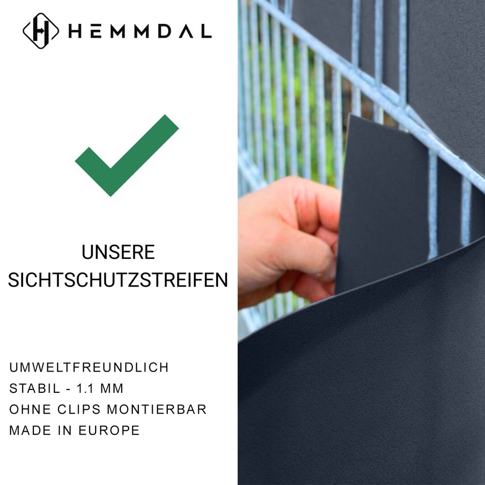 Produktabbildung Nr. 2: HEMMDAL Sichtschutzstreifen, anthrazit – 0,19 x 35 m – Premium / 1,1 mm stark